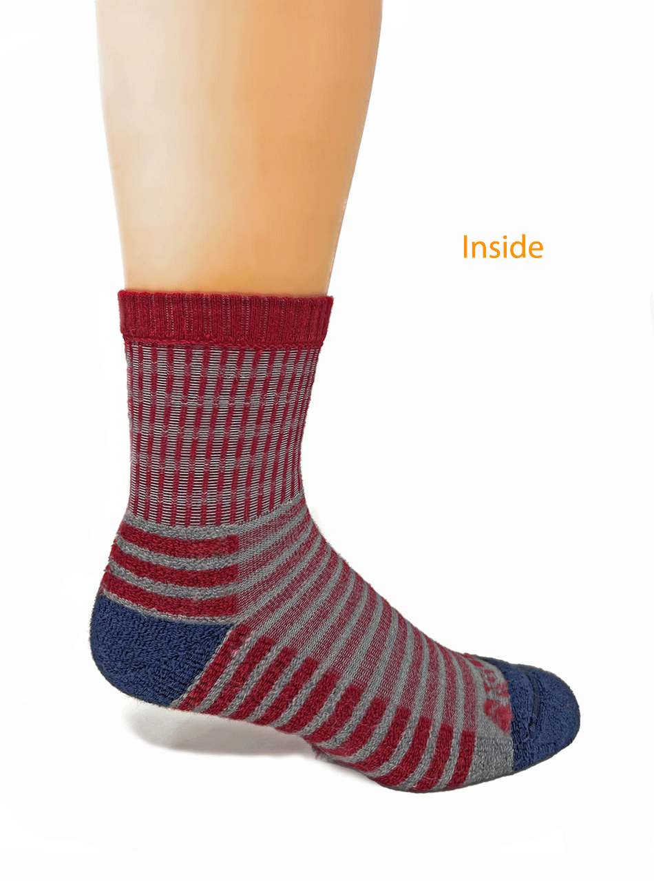 Striped Retro Quarter Crew Alpaca Socks for The Entire Family - Adult  Inside.
