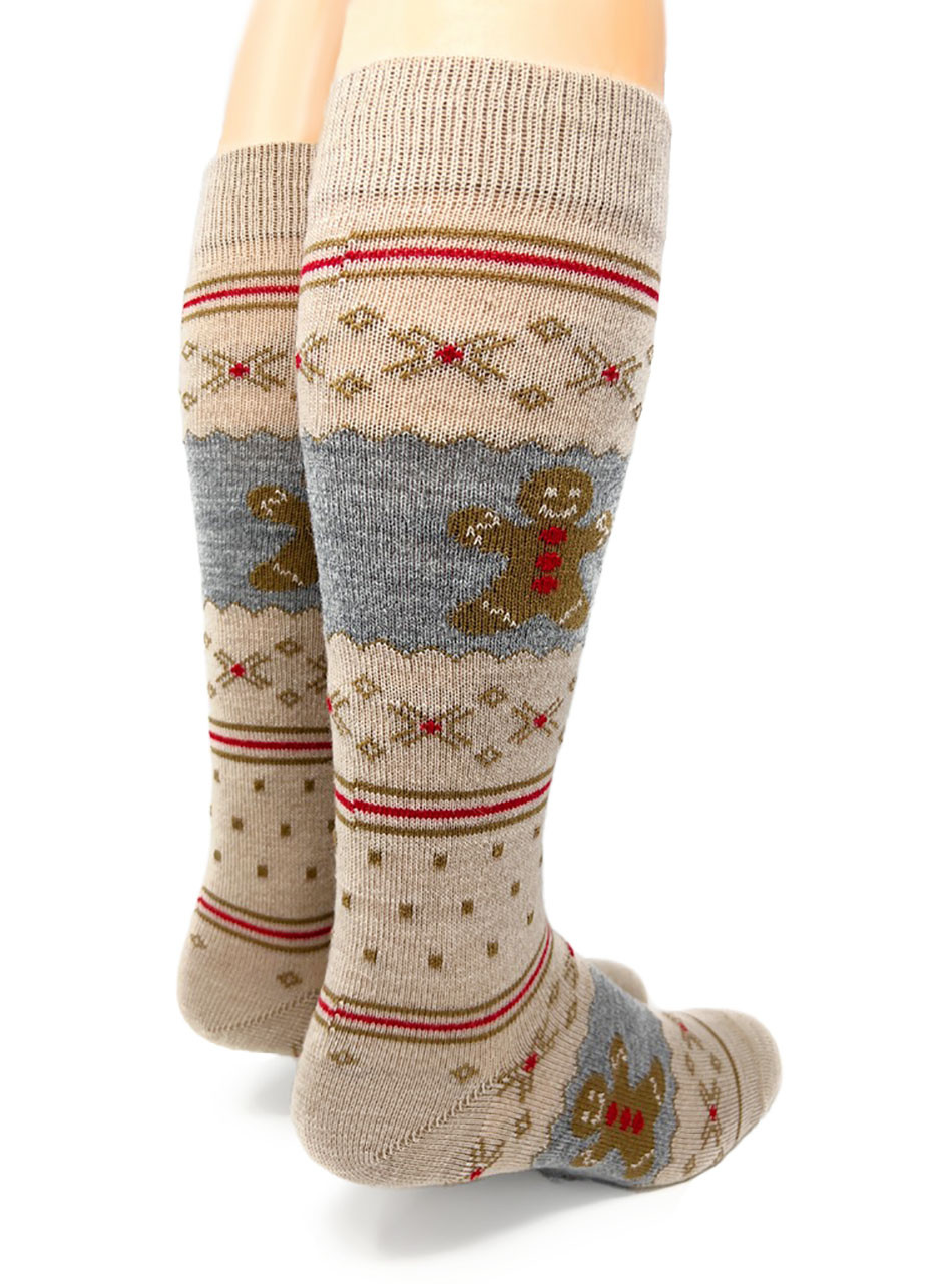 Holiday Gingerbread Alpaca Socks - showing heel and back of sock