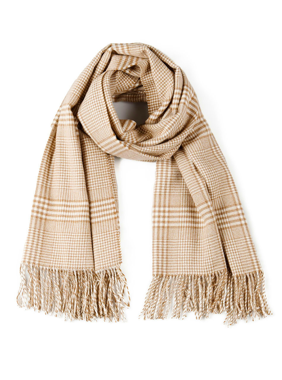 Organic Houndstooth Plaid Scarf Baby Alpaca