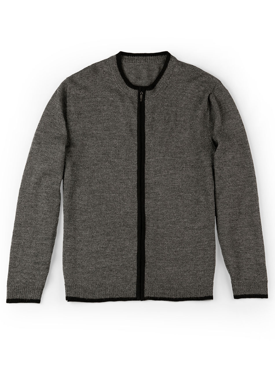 Mister Rogers Tipped Zip Cardigan Sweater flat.