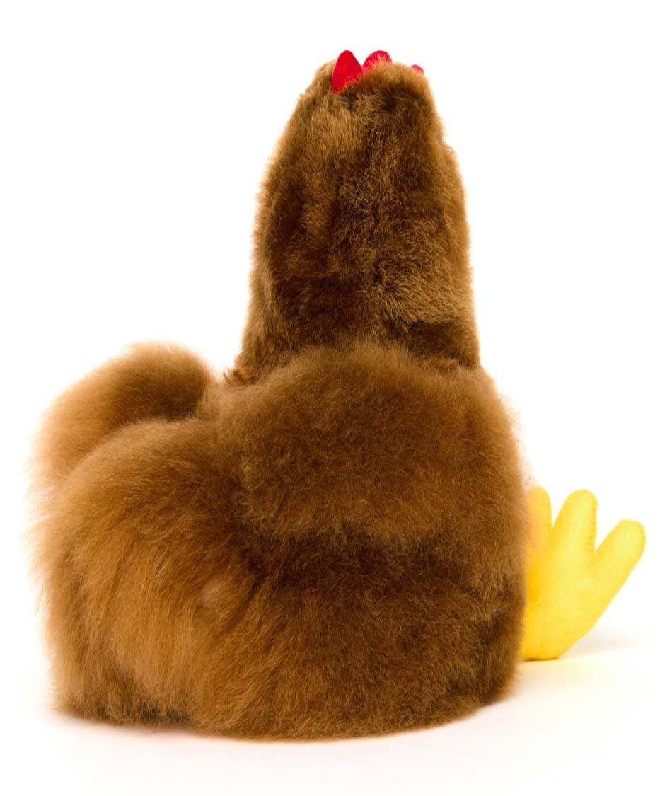 Alpaca Fur Rooster chicken Stuffed Animals Brown back.