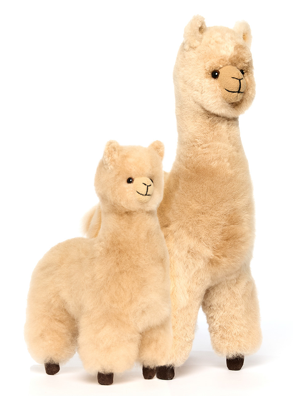 Lifelike Alpaca Fur Plush Stuffed Animals made from real 100% baby alpaca - Adult and Baby (Cria).