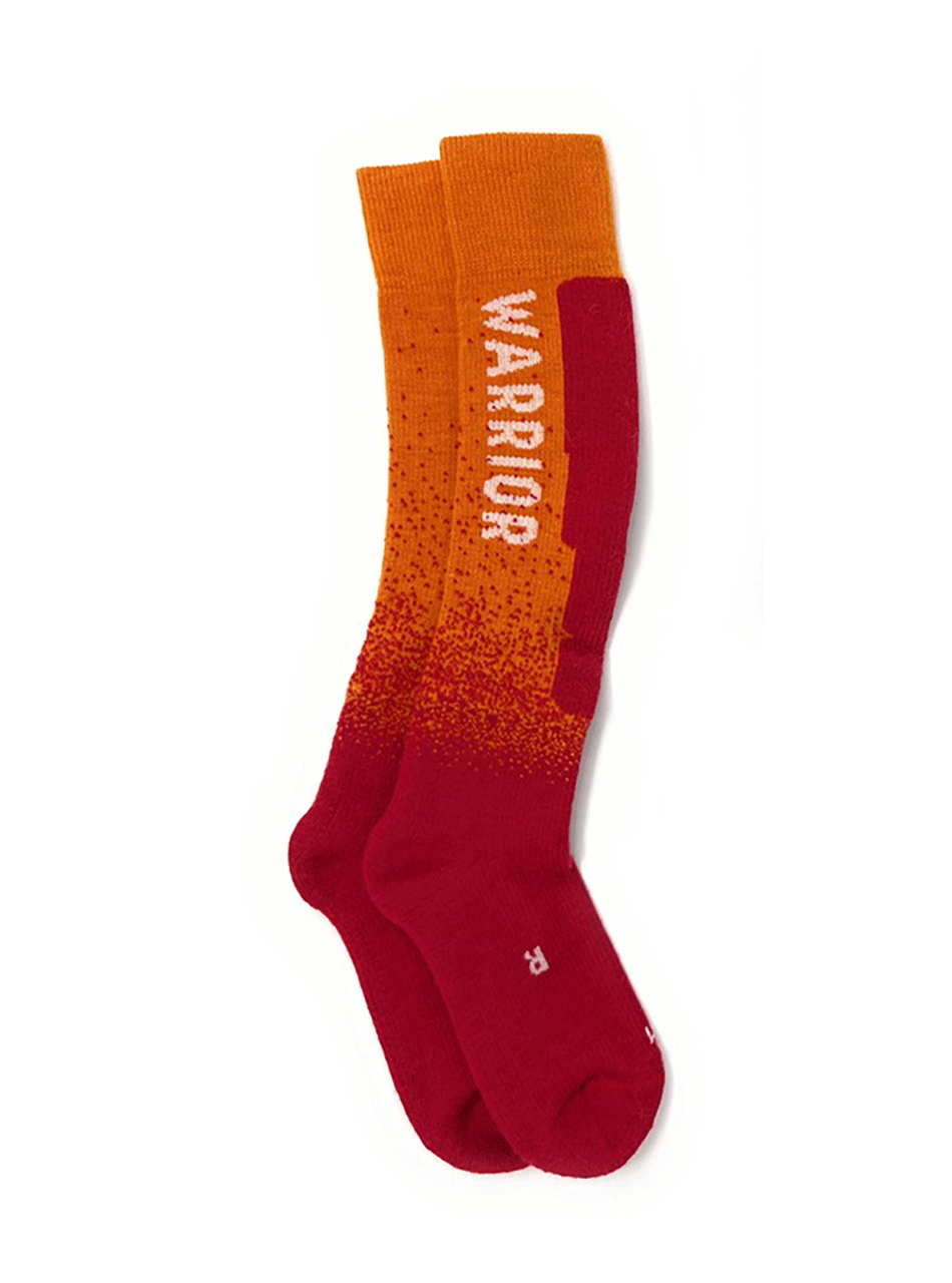 Ski & Snowboard Alpaca Socks Red/Orange, Flat.