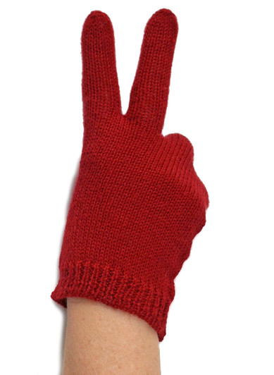 Special friend gift Red wool winter gloves Alpaca mittens with hearts Hand knit love mittens