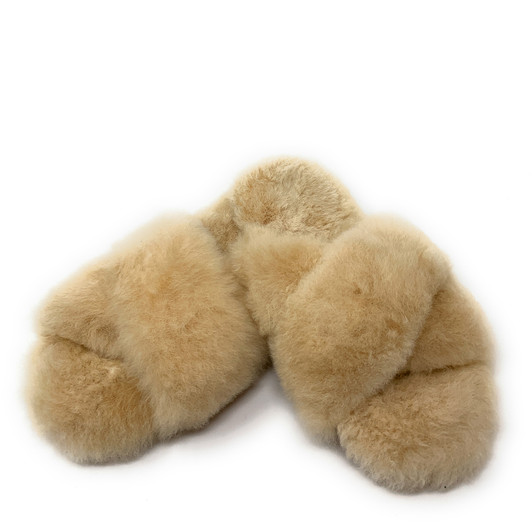 Fuchsia Alpaca fur slippers warm & soft