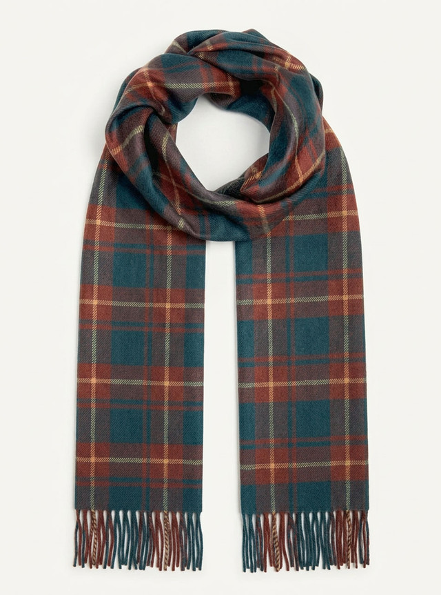 Tribeca Tartan Plaid Alpaca Scarf Twisted  - Main.
