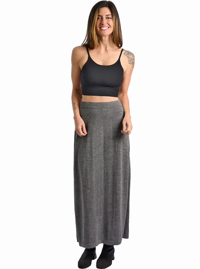 Aspen Knit Alpaca Sweater Skirt on model main image.