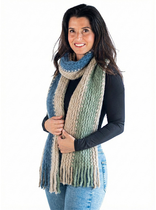 100% Baby Alpaca Chunky Cable Knit Scarf - Solid for Men & Women