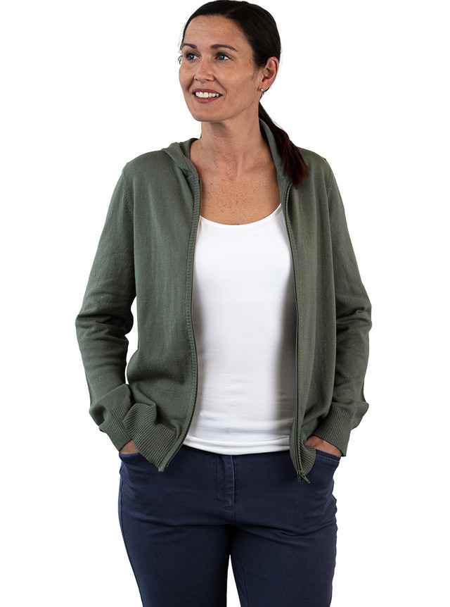 Women's Alpaca and Cotton Zip Hoodie, Front open
