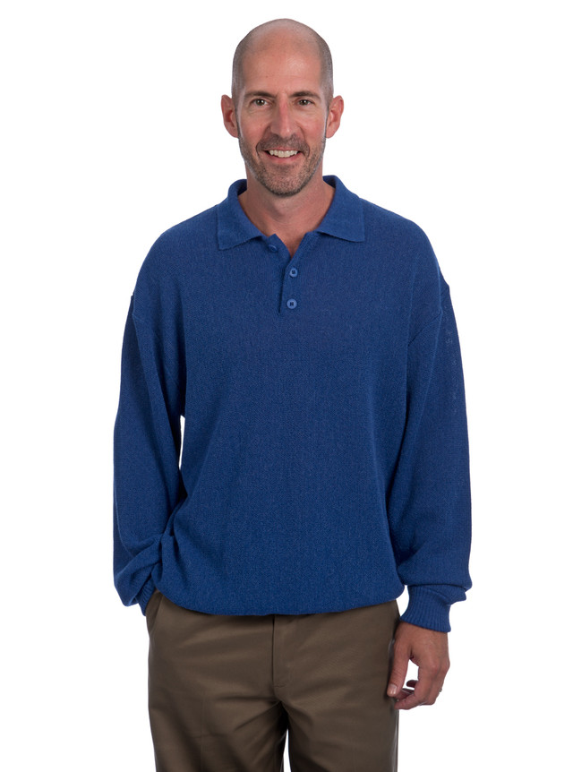 Men's Fairway Links Baby Alpaca Polo Sweater On model - Front.