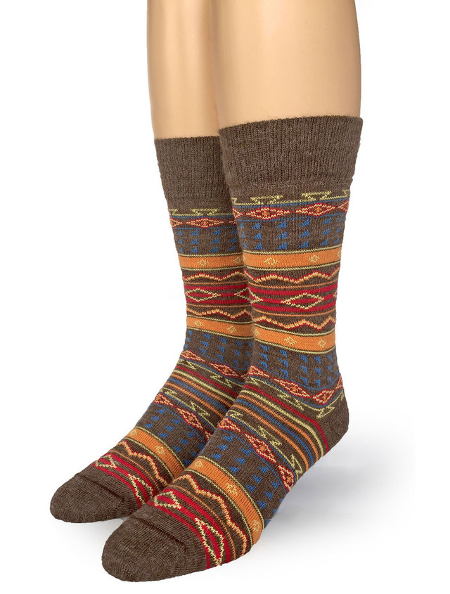 Tribal Fancy Pattered 100% Alpaca Wool Socks
Front