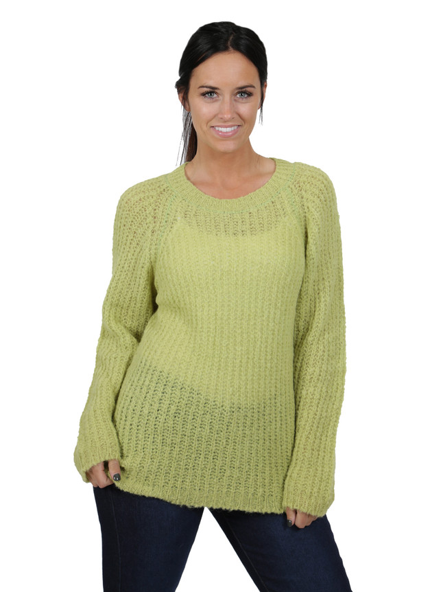 Alpaca Sweater - Cotton Candy Pullover Sweater 
Greenery Front