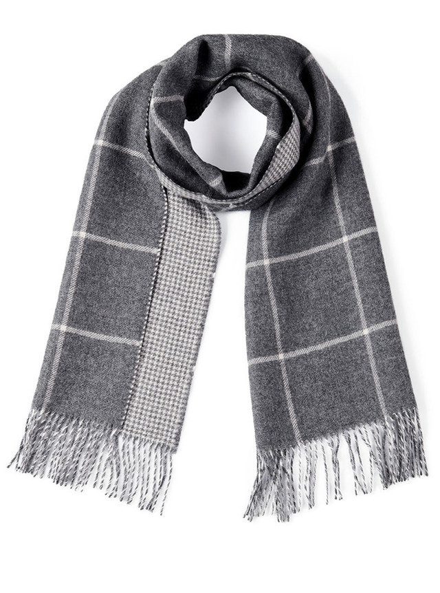 Window Pane Houndstooth Baby Alpaca Scarf Flatly