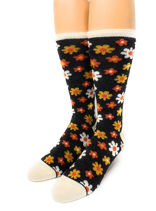 Flower Power Alpaca Crew Socks showing toe.