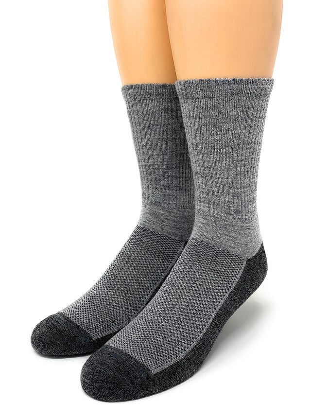Cross Trainer Cushioned Athletic Crew Alpaca Socks Grey / Charcoal - Toe