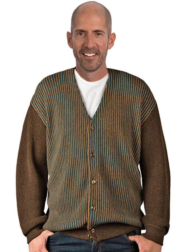 Pin Striped Alpaca Button Down Cardigan - Main