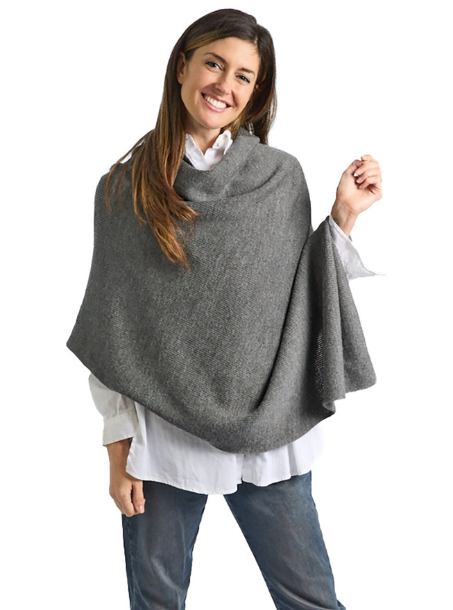 Elodie Women's Asymmetrical triangle alpaca sweater poncho - main image.