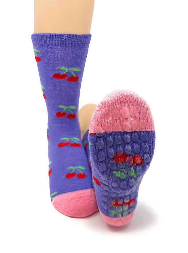 Cherry Pop Alpaca Kids Grippy Socks, Non Skid pattern