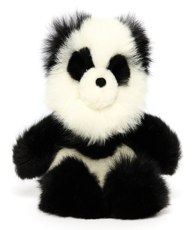 Alpaca Fur Panda Stuffed Animal - Front