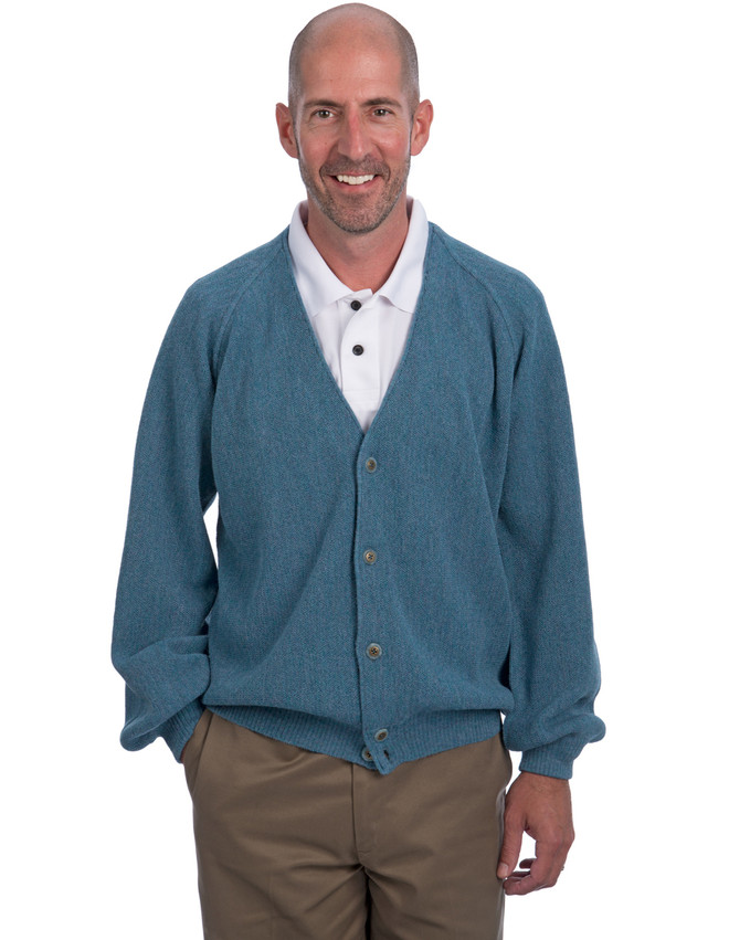 Alpaca Golf Cardigan Alpaca Retro Pro - Lemmermayer style, Links knit Men's sweater, side view.