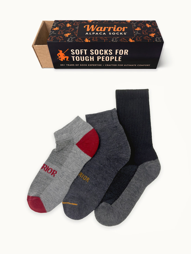 Athletic Alpaca Sock Gift Box flatlay with box