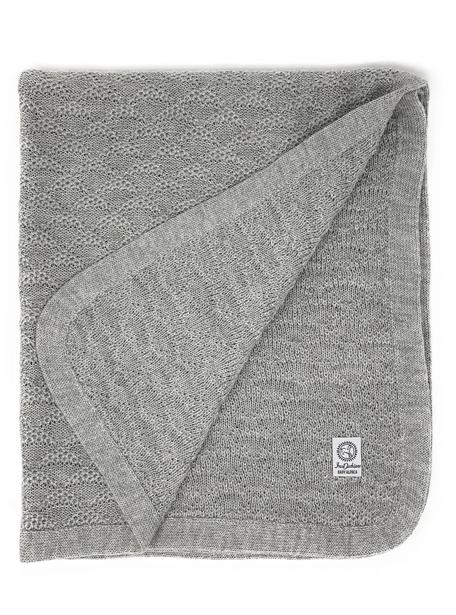 Crescent Knit Baby Alpaca Blanket Quarter Fold Reverse