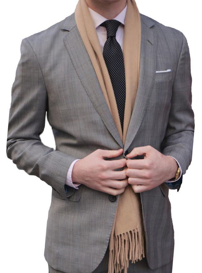Men's Premium 100% Baby Alpaca Wool Scarf 
On Model with Suit coat / Dress