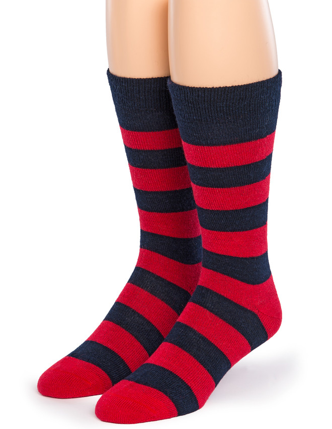 Rugby Stripe Crew Alpaca Socks - Front
