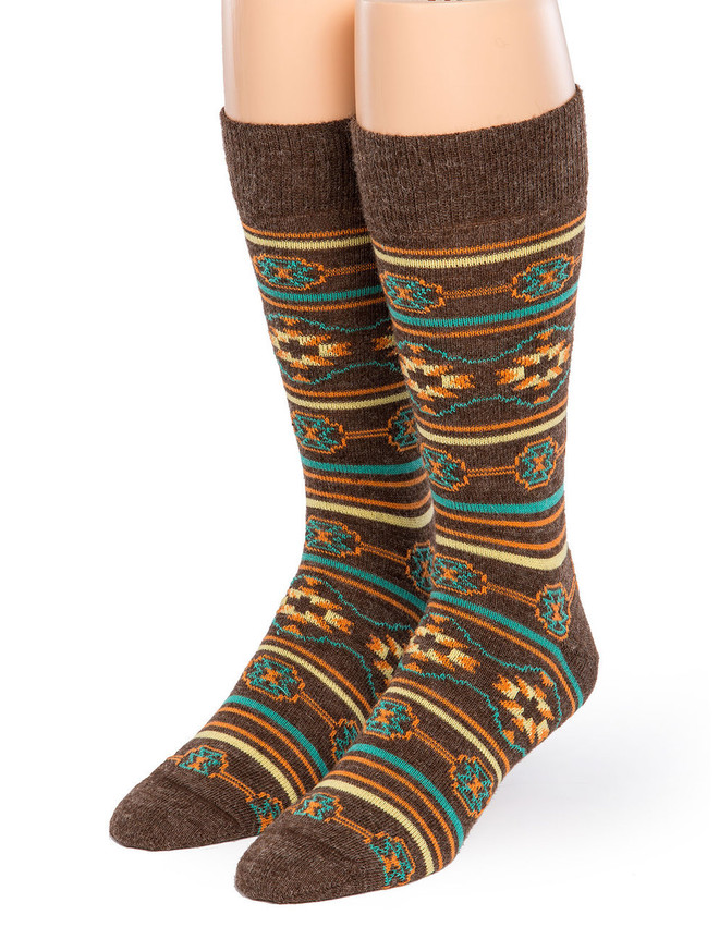 Southwest Geo Patterned Crew Alpaca Socks Front