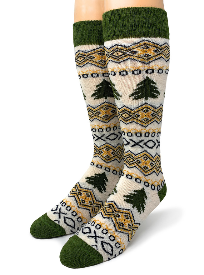 Norwegian Evergreen Pine Tree Alpaca Wool Socks
Front