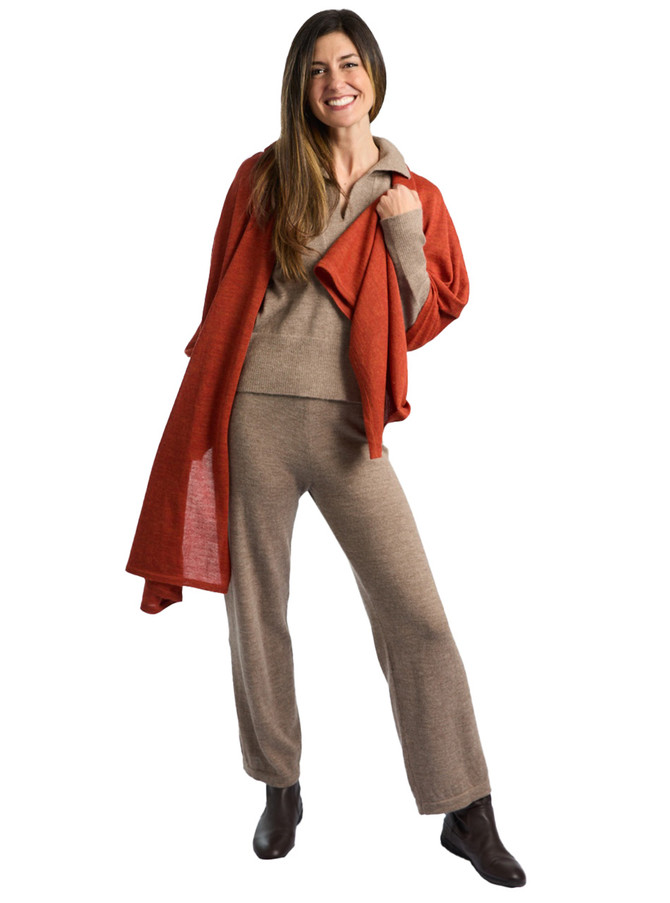 The Voyage Jersey Alpaca Wrap -100% Baby Alpaca Shawl & Scarf on woman.