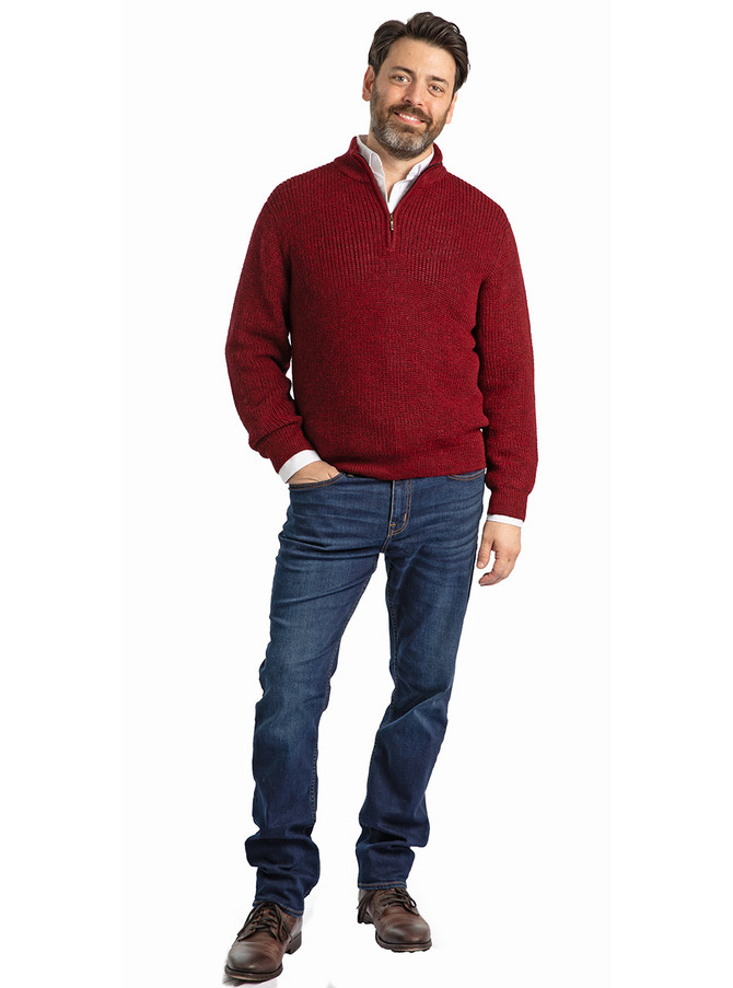 Alpaca Sweater Mens' Heritage 1/4 Zip Pullover Full size Model image.