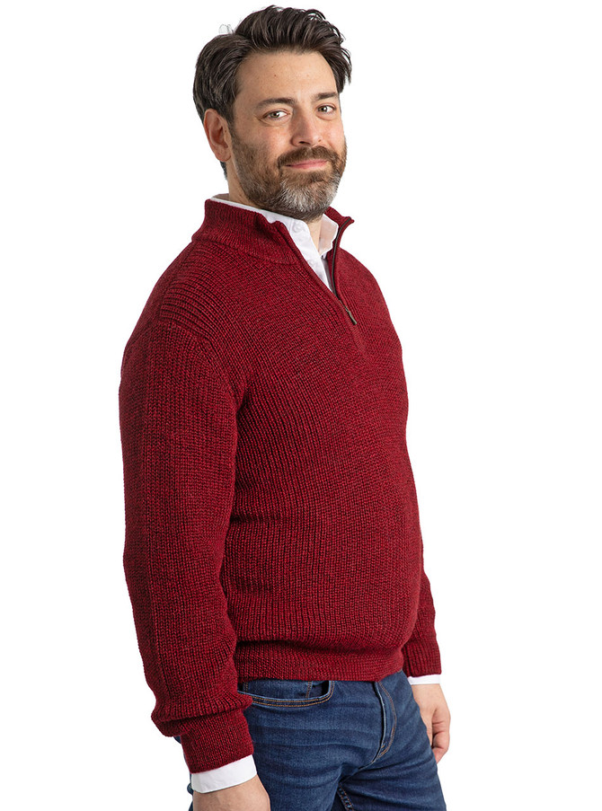 Alpaca Sweater Mens' Heritage 1/4 Zip Pullover side view.