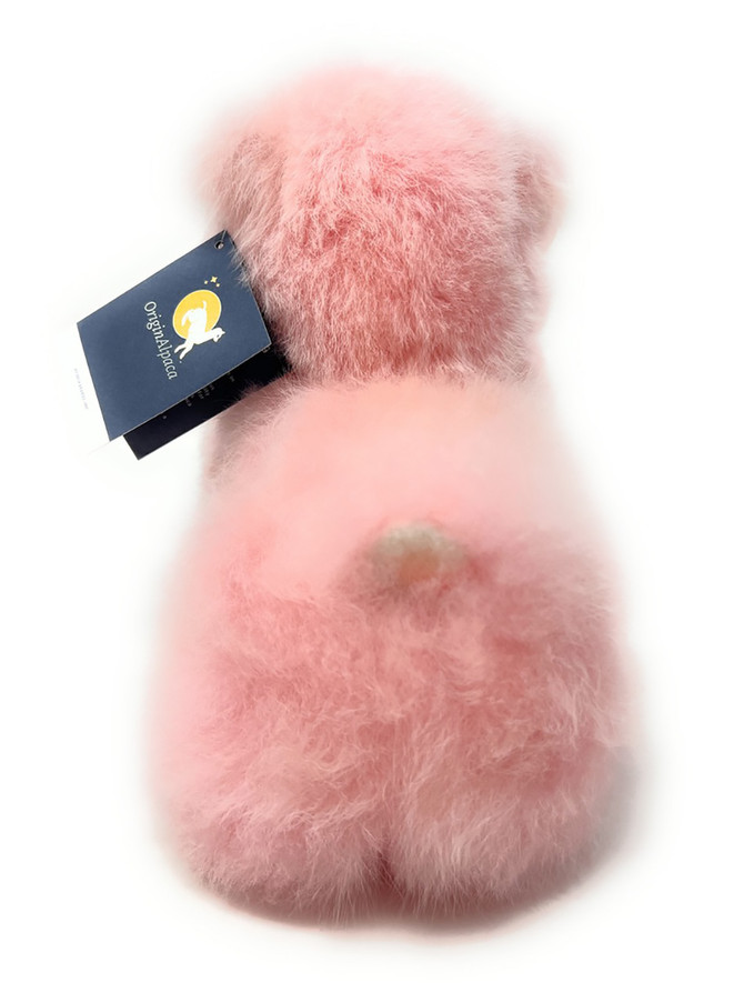 Fluffy Anime Alpaca Fur Plushie Stuffed Animal - Pink, Back & Tail.