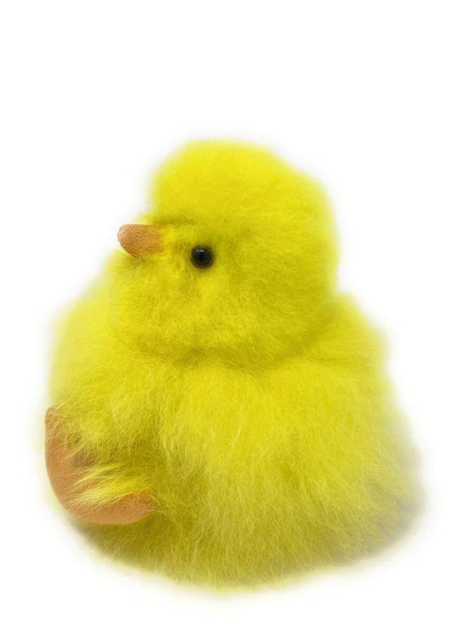 100% Alpaca fur Chick Yellow side.