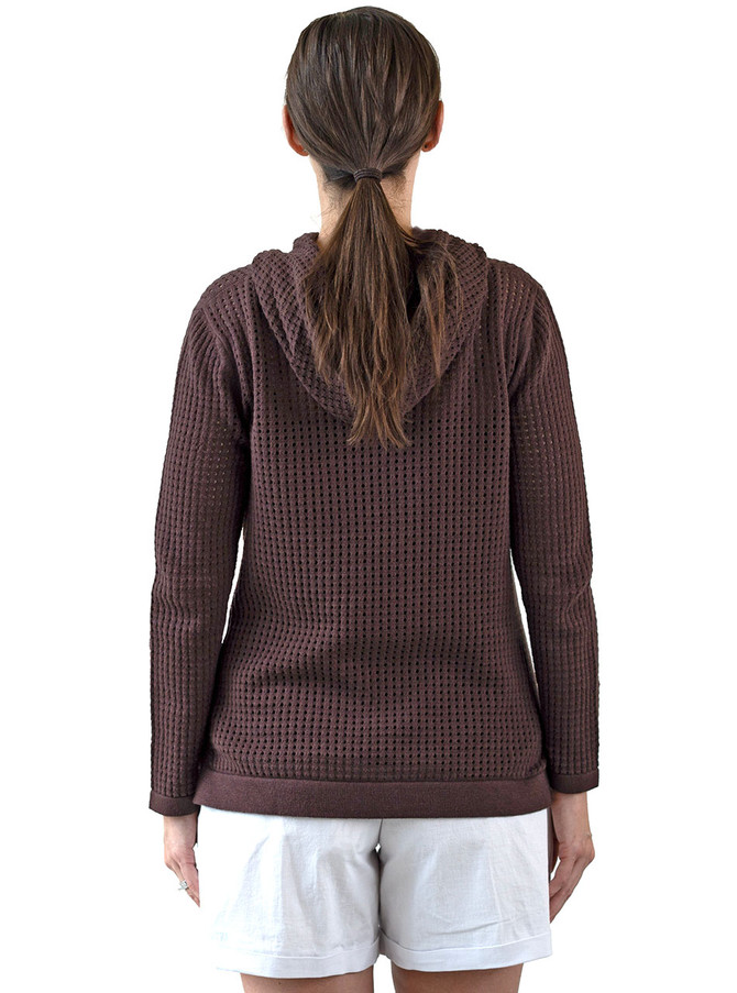 Women's Alpaca & Tangüis Cotton Openwork Pullover Hoodie - Back