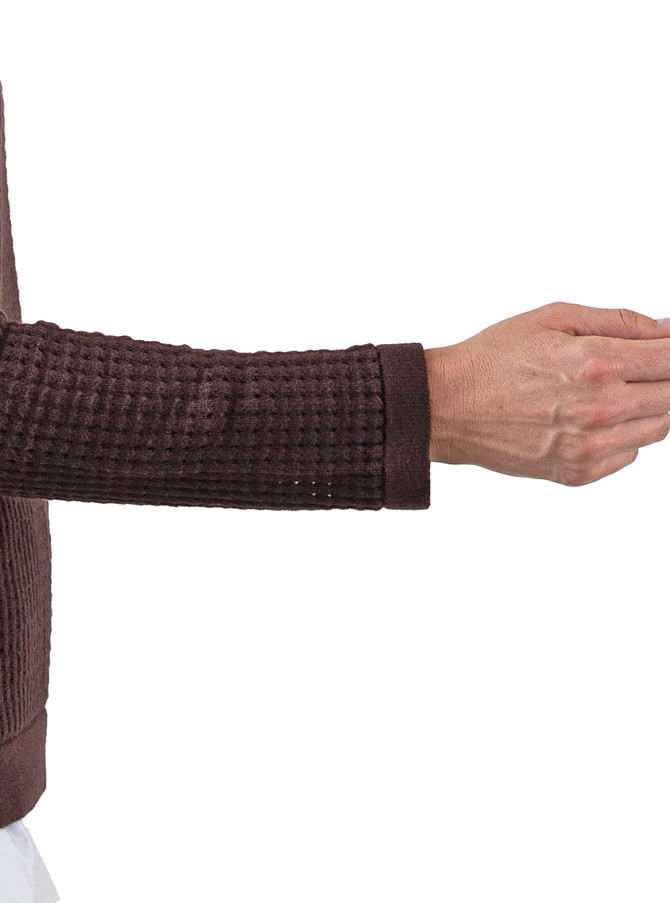 Women's Alpaca & Tangüis Cotton Openwork Pullover Hoodie - Fabric detail.