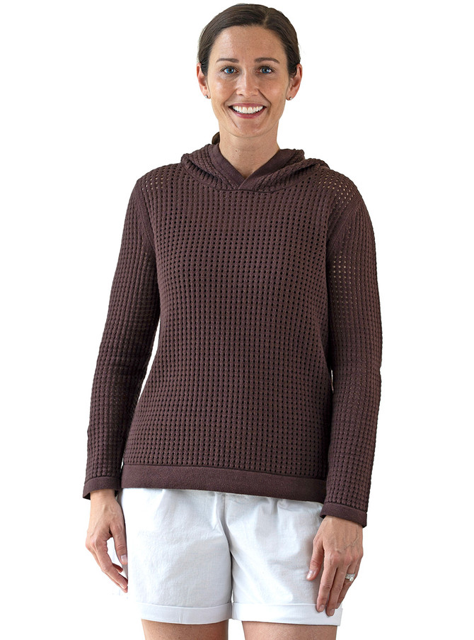 Women's Alpaca & Tangüis Cotton Openwork Pullover Hoodie - Main