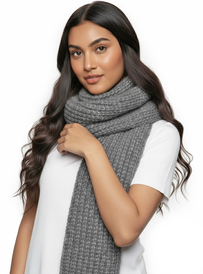 Cozy Alpaca Knit Scarf on model