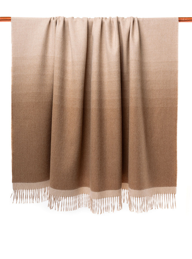Organic Ombre Baby Alpaca Throw, Golden Umber, hanging