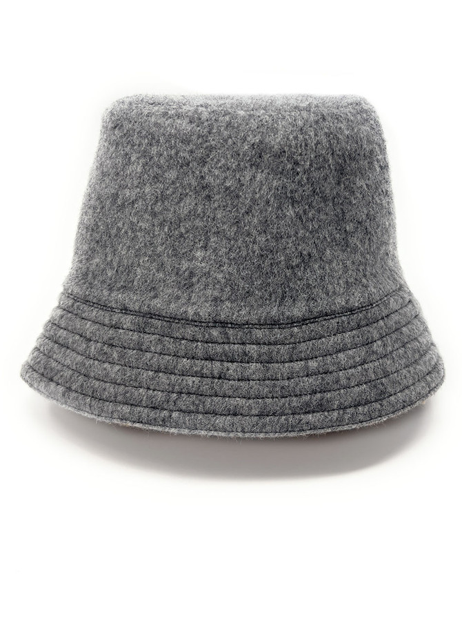 Front view of reversible alpaca wool bucket hat
