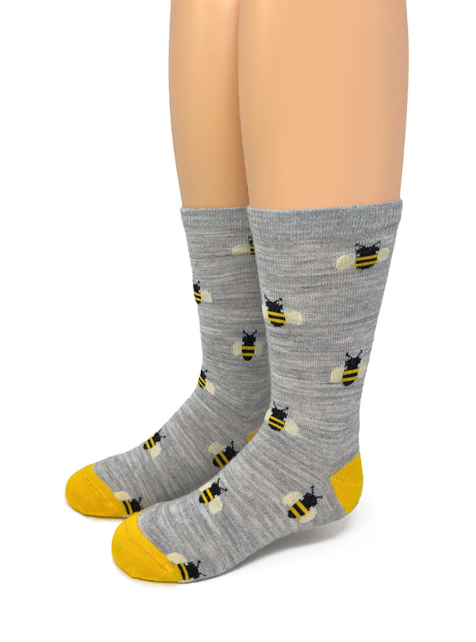 Bee Happy Alpaca Kids Grippy Socks, front