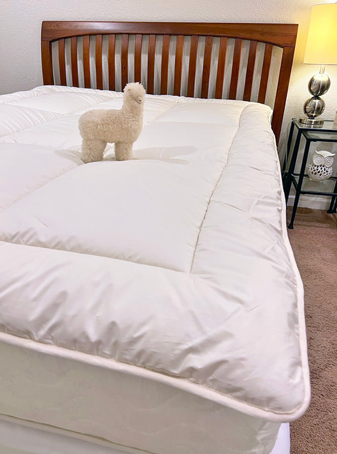 Alpaca Wool Mattress Topper on Queen Bed