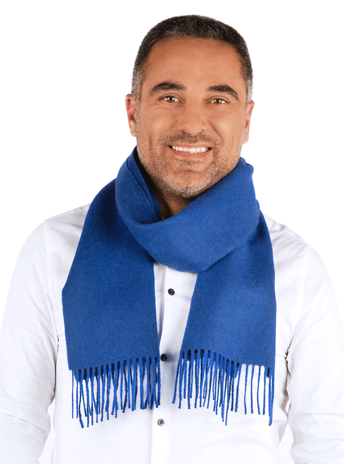 Baby Alpaca Scarf Solid Unisex Winter, Styled on man.