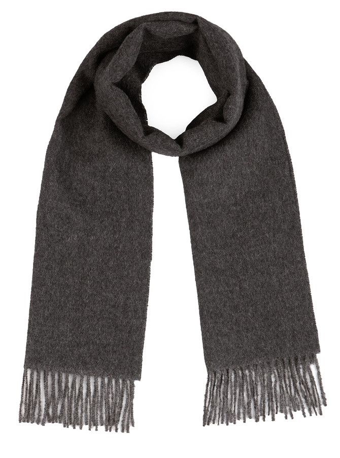 Solid 100% Baby Alpaca Wool Scarf Charcoal