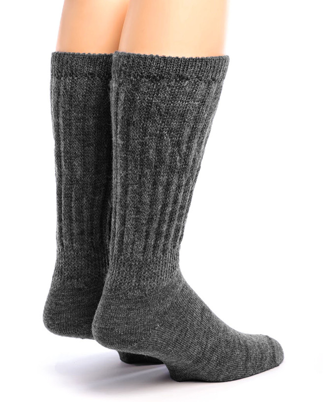 Easy Fit Diabetic Wide-Calf Alpaca Socks in grey back view