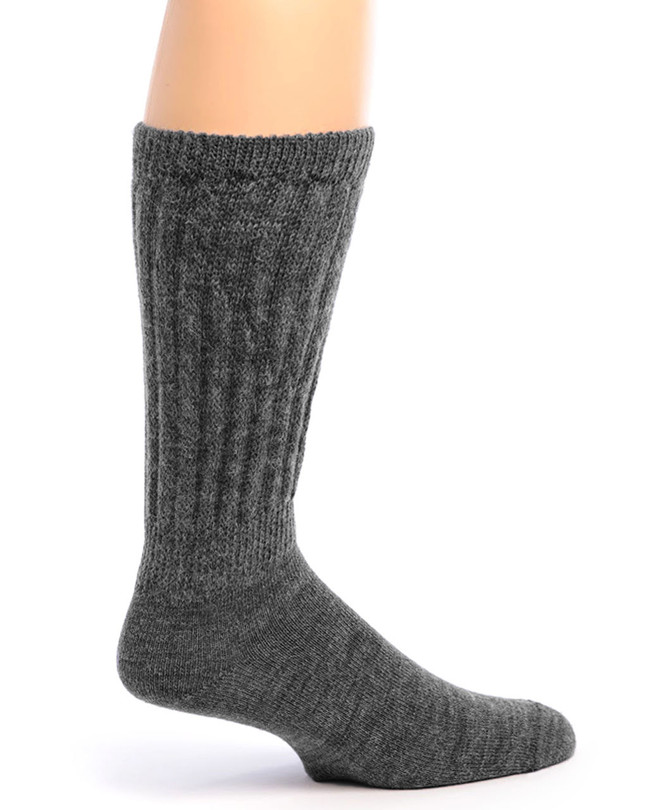 Easy Fit Diabetic Wide-Calf Alpaca Socks in Grey Side