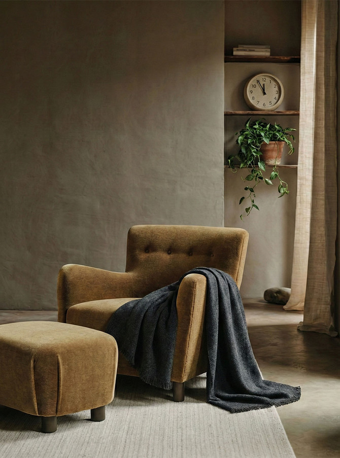 Alpaca Home Liam Baby Alpaca Throw on contemporary chair living space.