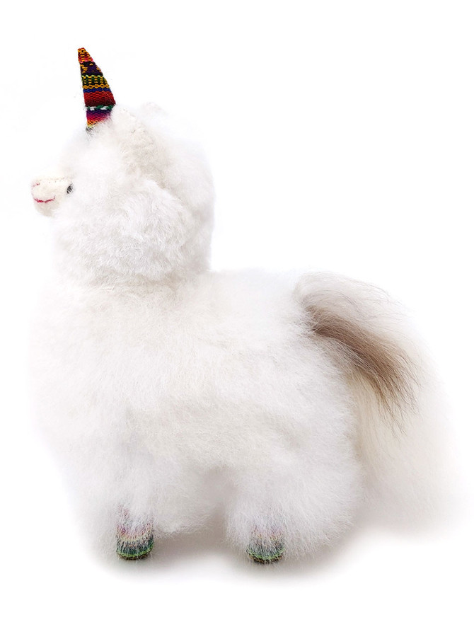 Alley the Alpacacorn — Alpaca Fur Stuffed Animal - White alt side