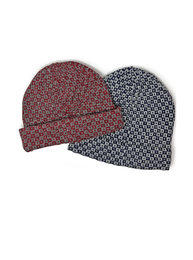 Birdseye jacquard knit Alpaca Beanie in two colors, Main Image